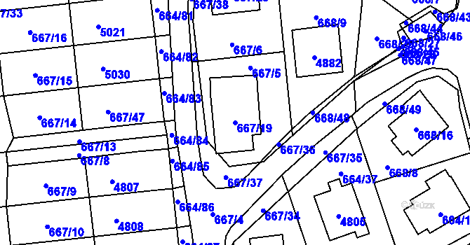 Parcela st. 667/19 v KÚ Žamberk, Katastrální mapa
