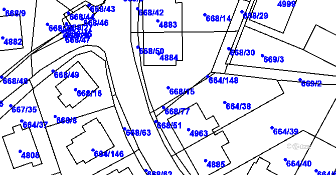 Parcela st. 668/15 v KÚ Žamberk, Katastrální mapa