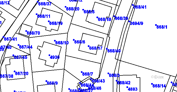 Parcela st. 668/17 v KÚ Žamberk, Katastrální mapa