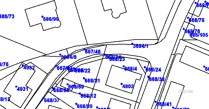Parcela st. 668/34 v KÚ Žamberk, Katastrální mapa