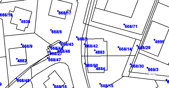 Parcela st. 668/42 v KÚ Žamberk, Katastrální mapa