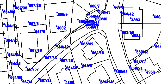 Parcela st. 668/49 v KÚ Žamberk, Katastrální mapa