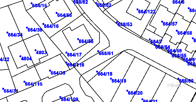 Parcela st. 668/61 v KÚ Žamberk, Katastrální mapa