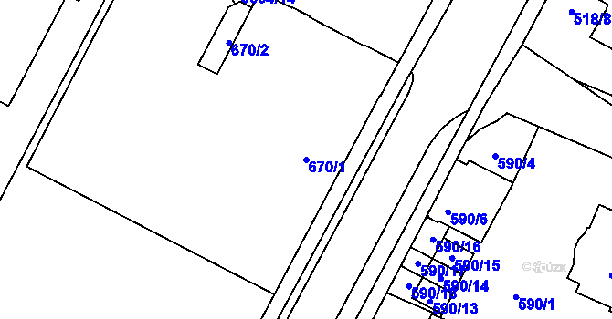 Parcela st. 670/1 v KÚ Žamberk, Katastrální mapa