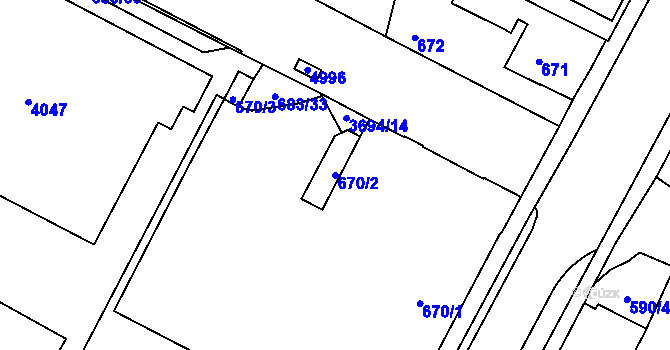 Parcela st. 670/2 v KÚ Žamberk, Katastrální mapa
