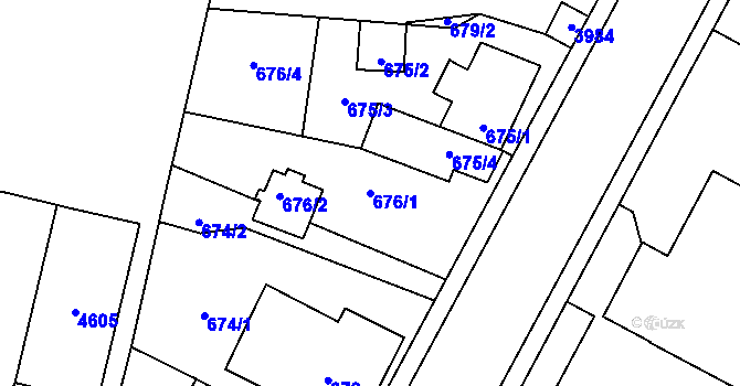 Parcela st. 676/1 v KÚ Žamberk, Katastrální mapa