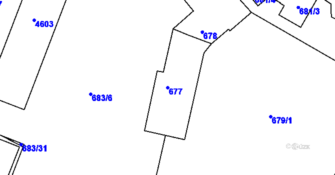 Parcela st. 677 v KÚ Žamberk, Katastrální mapa