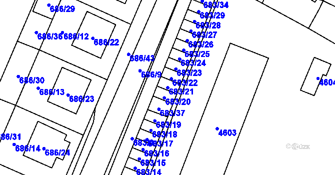 Parcela st. 683/21 v KÚ Žamberk, Katastrální mapa