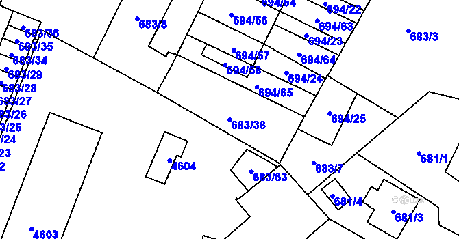 Parcela st. 683/38 v KÚ Žamberk, Katastrální mapa