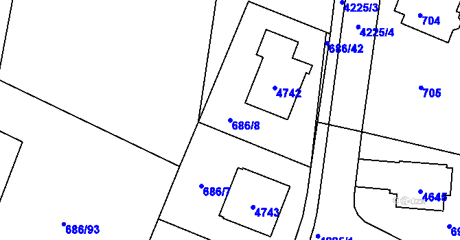 Parcela st. 686/8 v KÚ Žamberk, Katastrální mapa