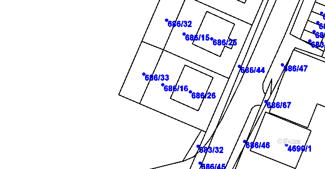 Parcela st. 686/16 v KÚ Žamberk, Katastrální mapa