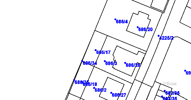 Parcela st. 686/17 v KÚ Žamberk, Katastrální mapa