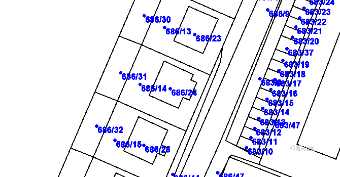 Parcela st. 686/24 v KÚ Žamberk, Katastrální mapa