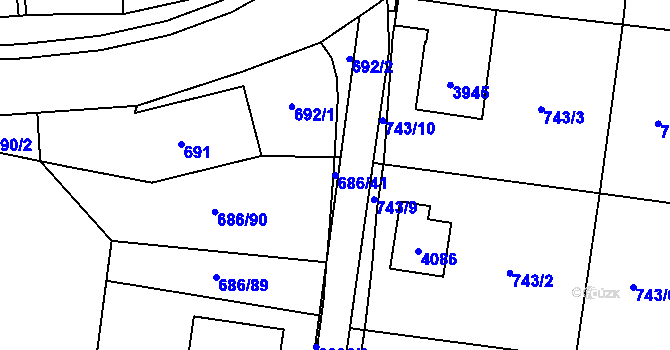 Parcela st. 686/41 v KÚ Žamberk, Katastrální mapa