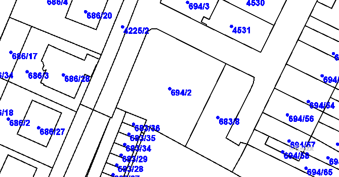 Parcela st. 694/2 v KÚ Žamberk, Katastrální mapa