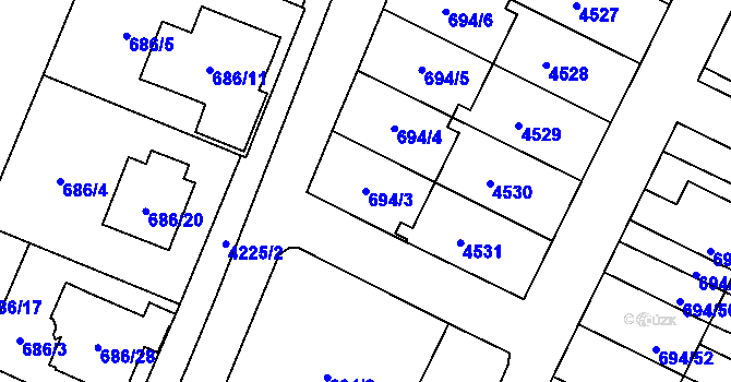 Parcela st. 694/3 v KÚ Žamberk, Katastrální mapa