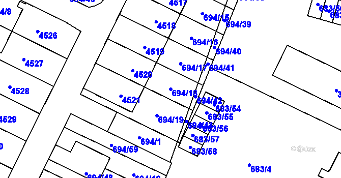 Parcela st. 694/18 v KÚ Žamberk, Katastrální mapa