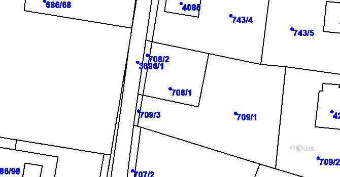 Parcela st. 708/1 v KÚ Žamberk, Katastrální mapa