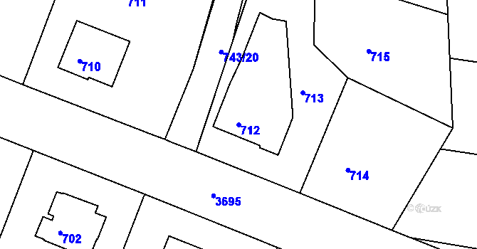 Parcela st. 712 v KÚ Žamberk, Katastrální mapa