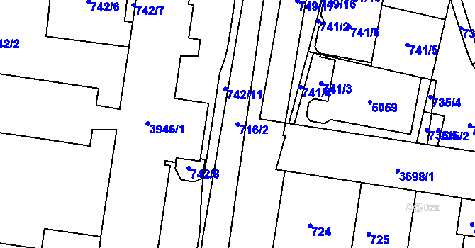 Parcela st. 716/2 v KÚ Žamberk, Katastrální mapa