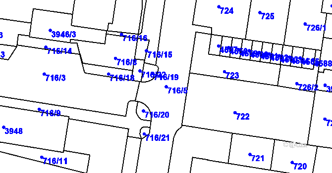 Parcela st. 716/5 v KÚ Žamberk, Katastrální mapa