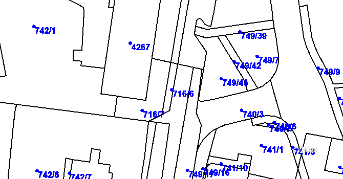Parcela st. 716/6 v KÚ Žamberk, Katastrální mapa