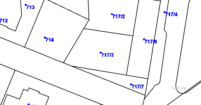 Parcela st. 717/3 v KÚ Žamberk, Katastrální mapa