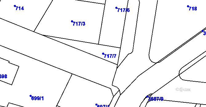 Parcela st. 717/7 v KÚ Žamberk, Katastrální mapa