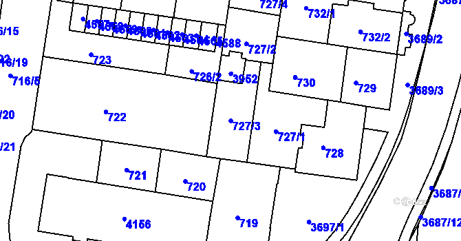 Parcela st. 727/3 v KÚ Žamberk, Katastrální mapa
