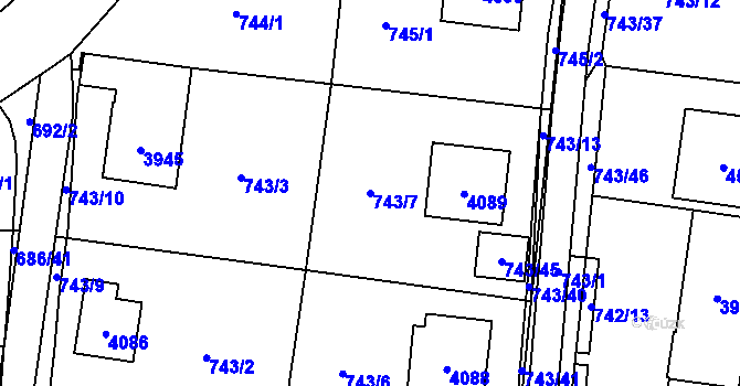 Parcela st. 743/7 v KÚ Žamberk, Katastrální mapa