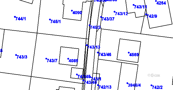 Parcela st. 743/13 v KÚ Žamberk, Katastrální mapa