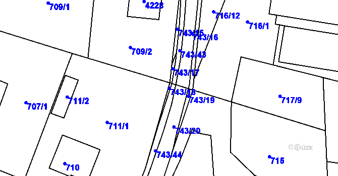 Parcela st. 743/18 v KÚ Žamberk, Katastrální mapa