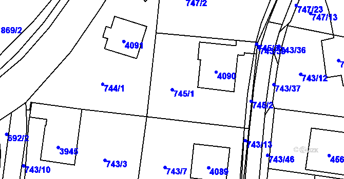 Parcela st. 745/1 v KÚ Žamberk, Katastrální mapa