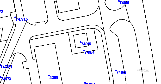 Parcela st. 749/5 v KÚ Žamberk, Katastrální mapa