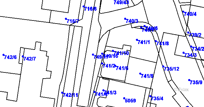Parcela st. 749/16 v KÚ Žamberk, Katastrální mapa