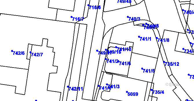 Parcela st. 749/17 v KÚ Žamberk, Katastrální mapa