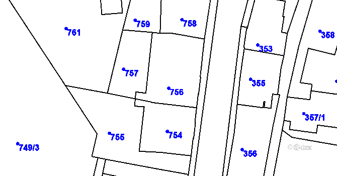 Parcela st. 756 v KÚ Žamberk, Katastrální mapa