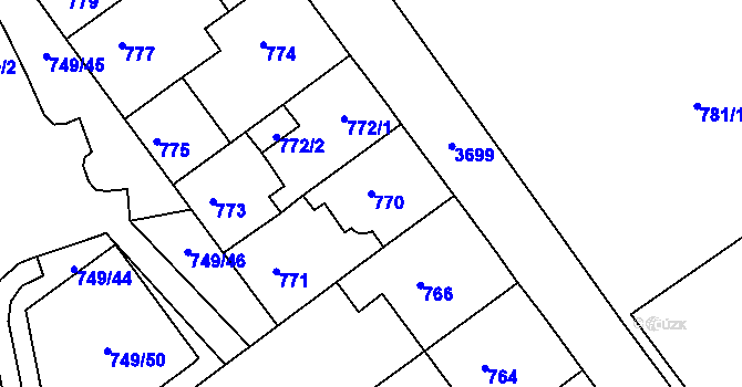 Parcela st. 770 v KÚ Žamberk, Katastrální mapa