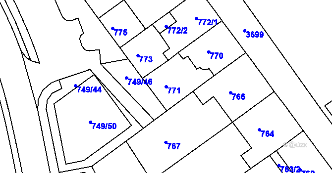 Parcela st. 771 v KÚ Žamberk, Katastrální mapa