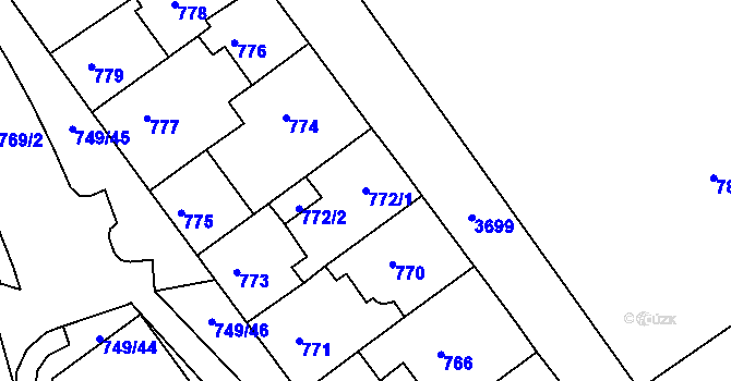 Parcela st. 772/1 v KÚ Žamberk, Katastrální mapa