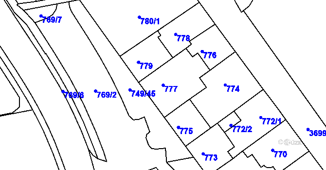 Parcela st. 777 v KÚ Žamberk, Katastrální mapa