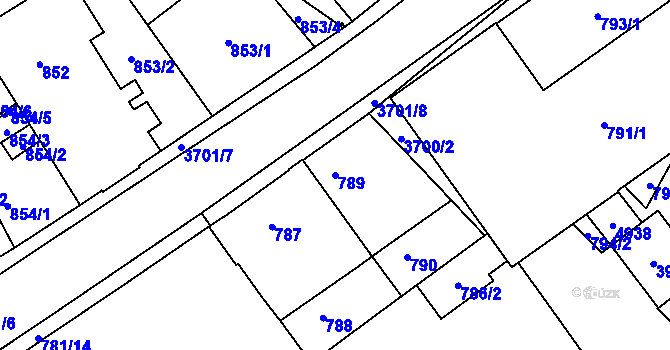 Parcela st. 789 v KÚ Žamberk, Katastrální mapa