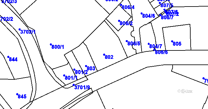 Parcela st. 802 v KÚ Žamberk, Katastrální mapa