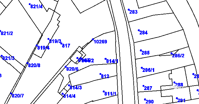 Parcela st. 814 v KÚ Žamberk, Katastrální mapa