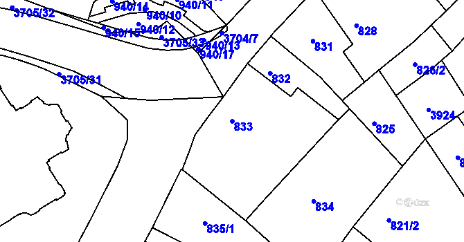 Parcela st. 833 v KÚ Žamberk, Katastrální mapa