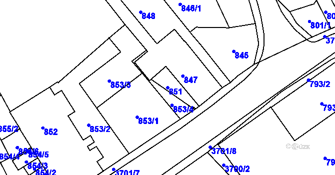 Parcela st. 851 v KÚ Žamberk, Katastrální mapa