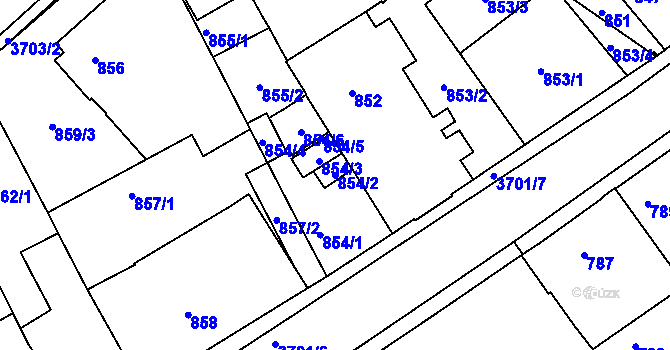 Parcela st. 854/2 v KÚ Žamberk, Katastrální mapa