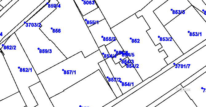Parcela st. 854/4 v KÚ Žamberk, Katastrální mapa