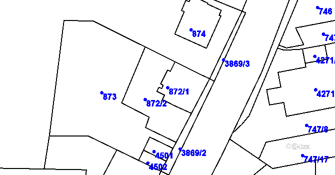Parcela st. 872/1 v KÚ Žamberk, Katastrální mapa
