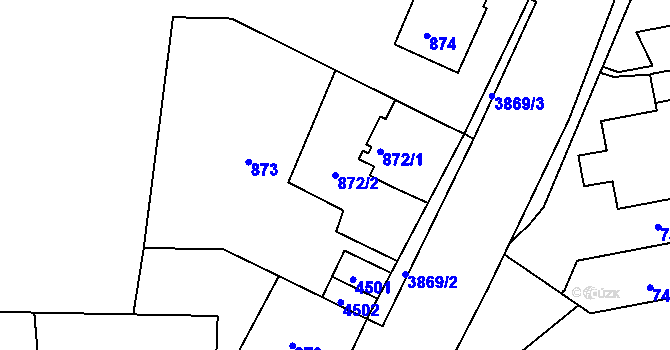 Parcela st. 872/2 v KÚ Žamberk, Katastrální mapa